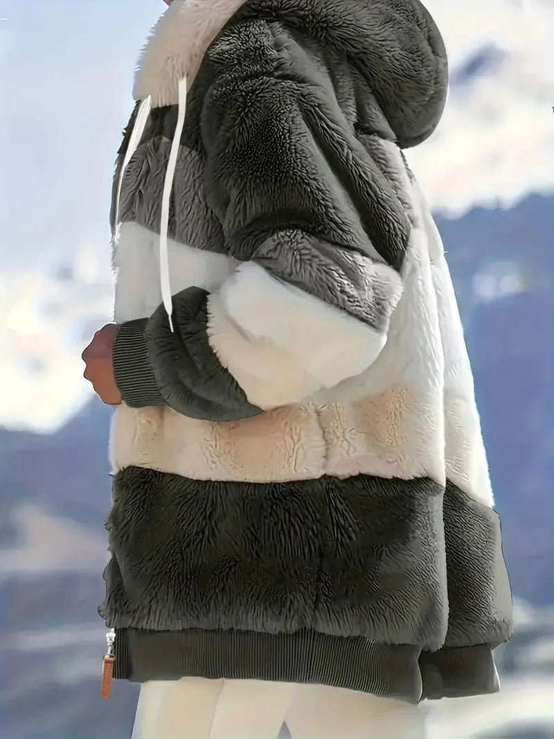 Drawstring Hooded Fleece Jacket