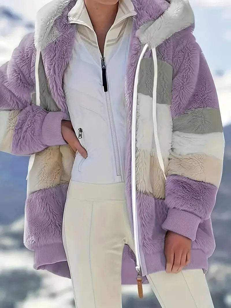 Drawstring Hooded Fleece Jacket