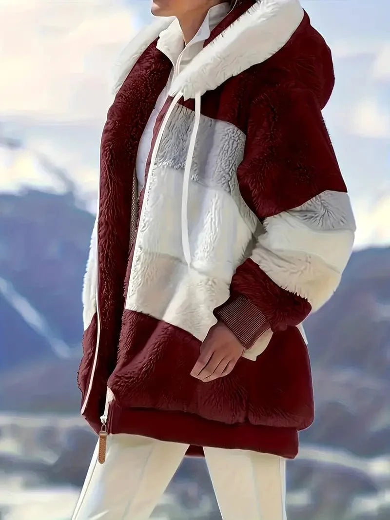 Drawstring Hooded Fleece Jacket