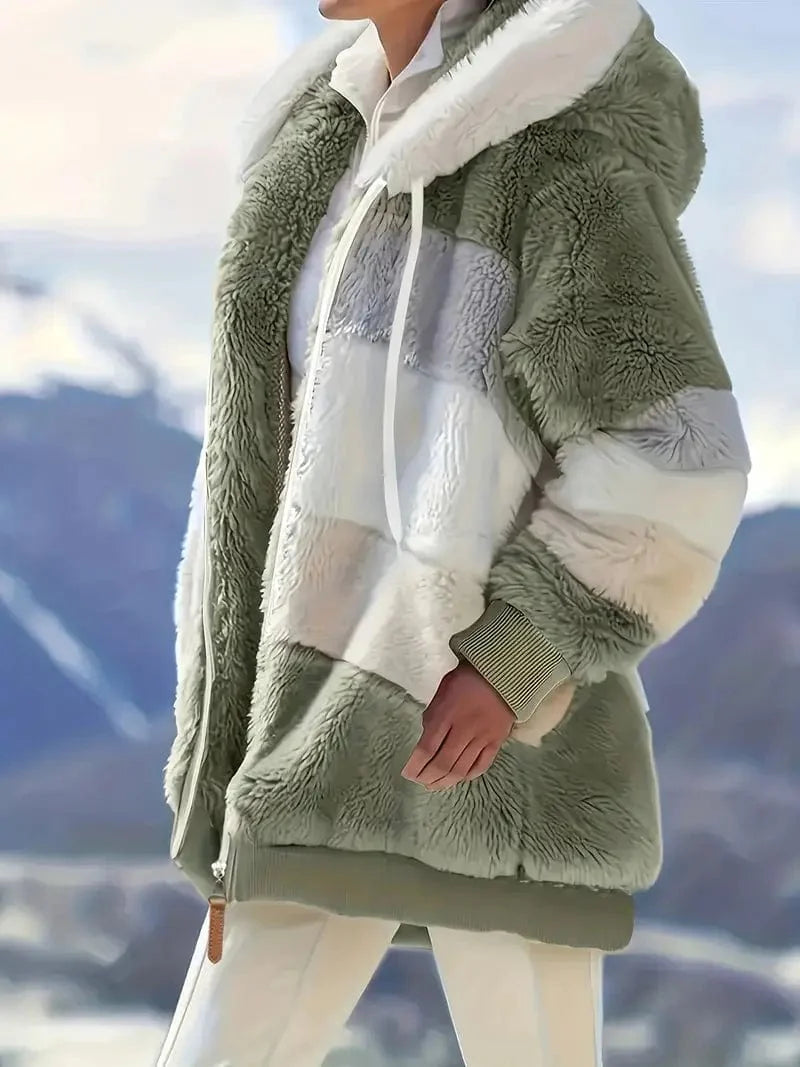Drawstring Hooded Fleece Jacket