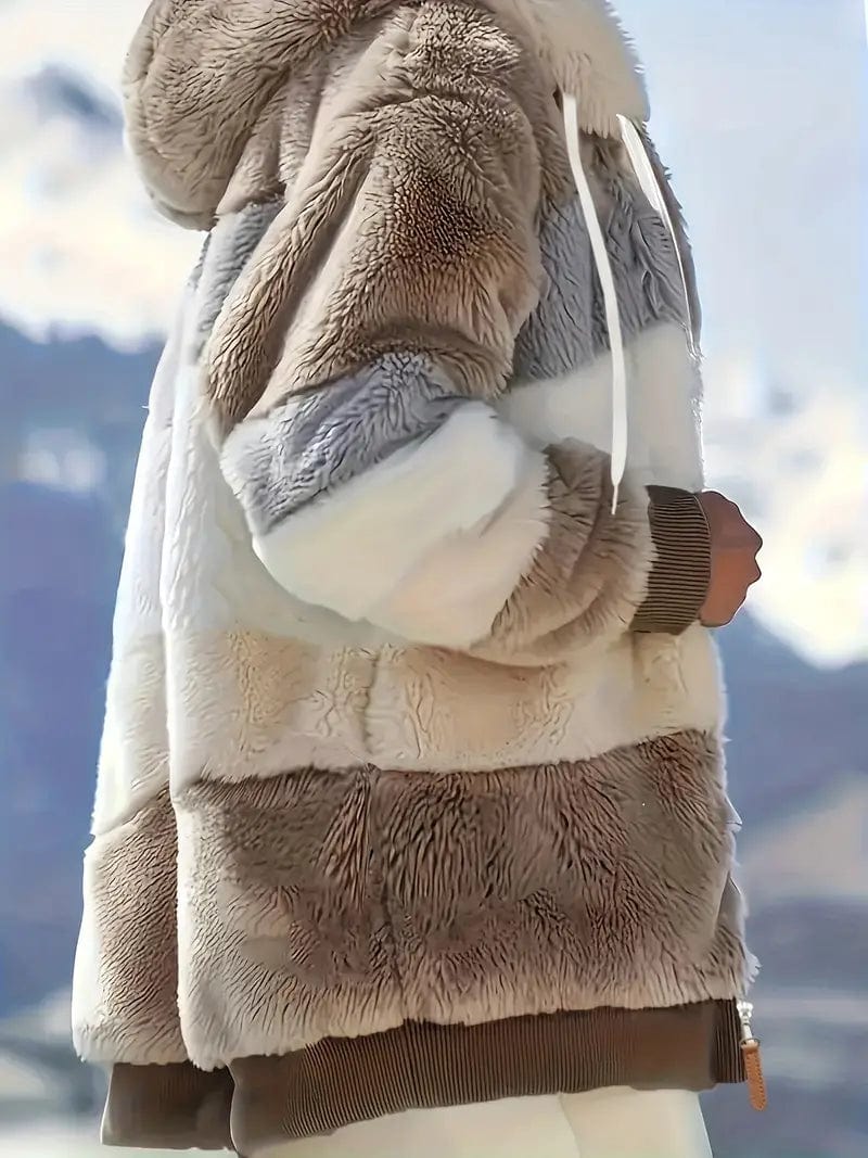 Drawstring Hooded Fleece Jacket