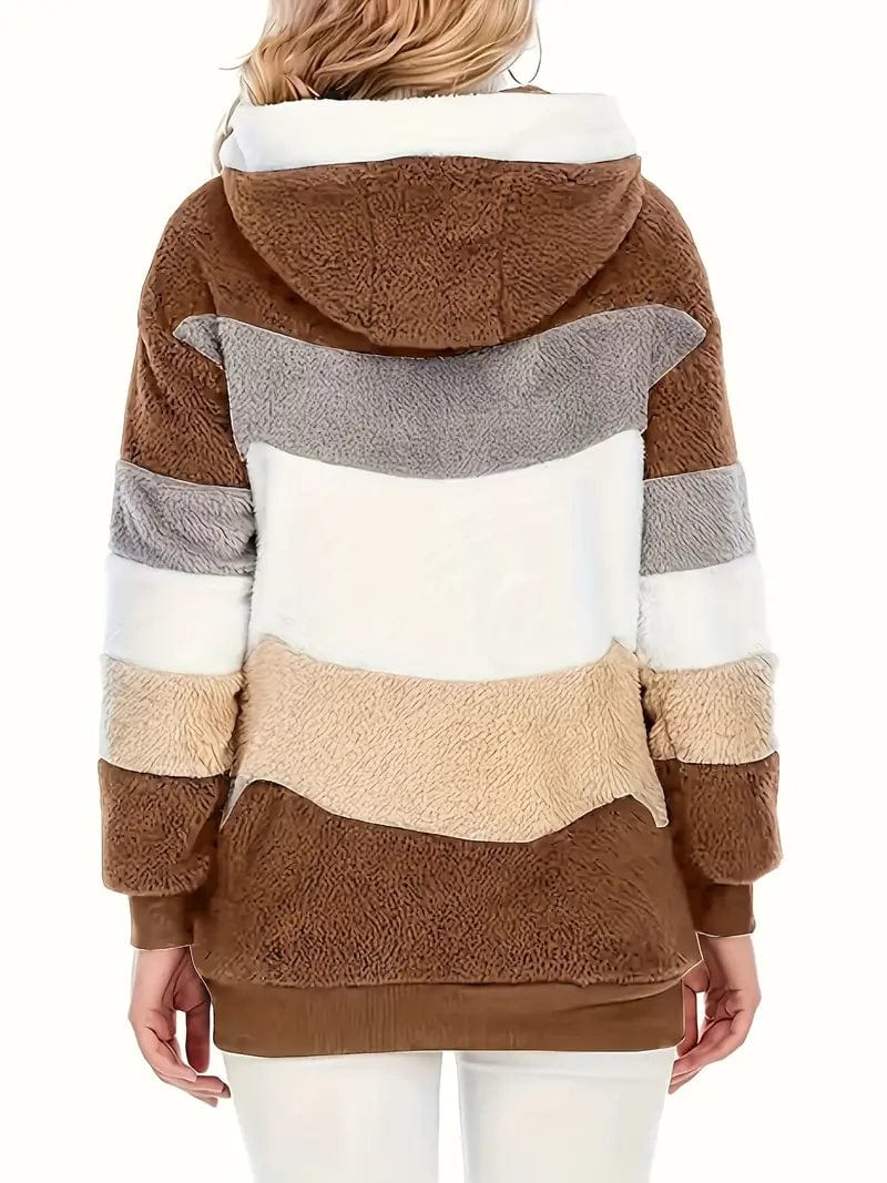 Drawstring Hooded Fleece Jacket