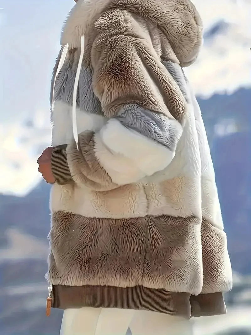 Drawstring Hooded Fleece Jacket