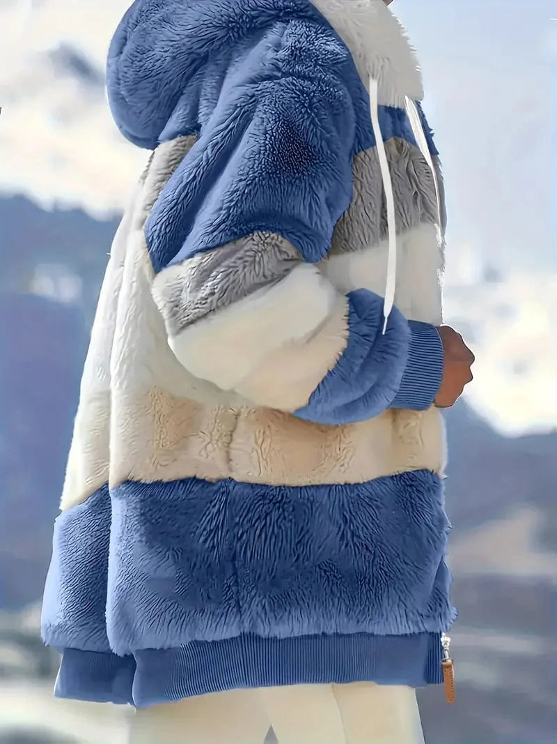 Drawstring Hooded Fleece Jacket