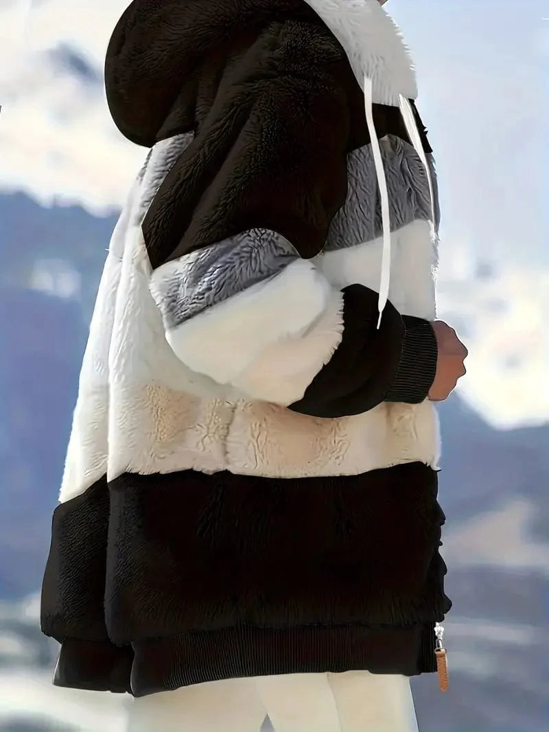 Drawstring Hooded Fleece Jacket