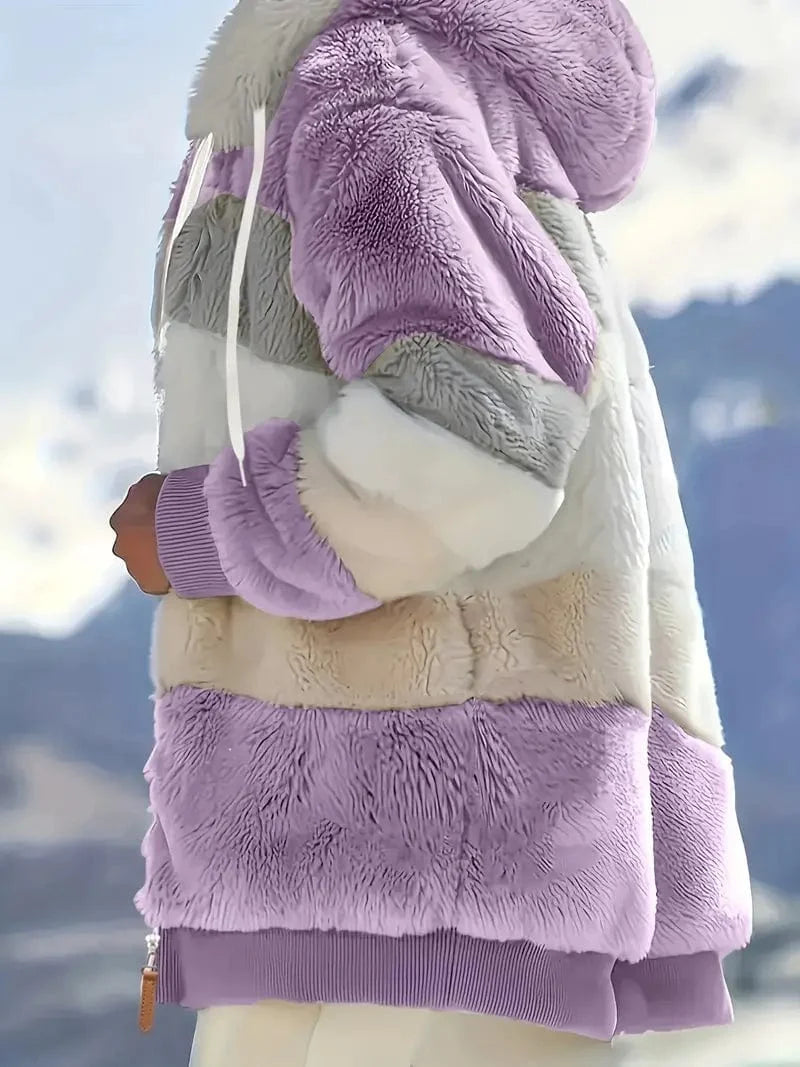 Drawstring Hooded Fleece Jacket