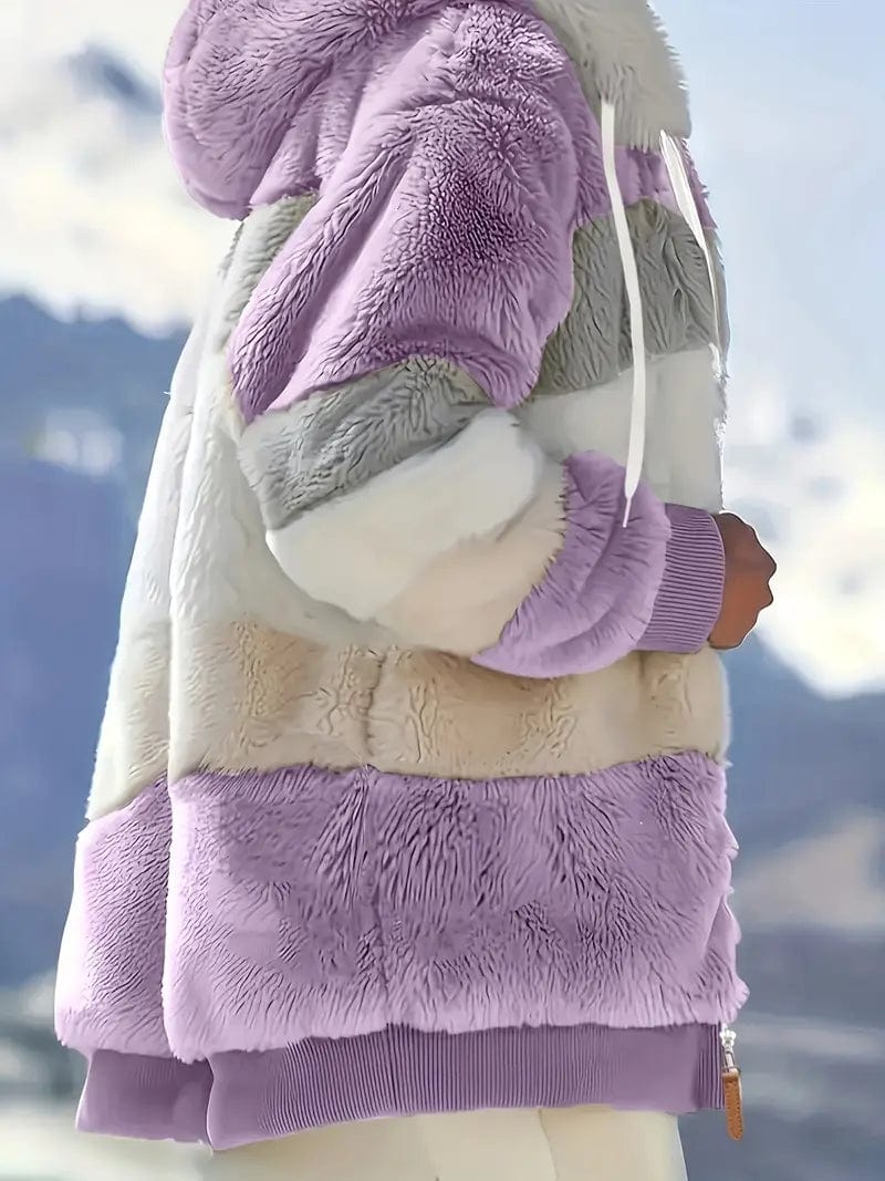 Drawstring Hooded Fleece Jacket