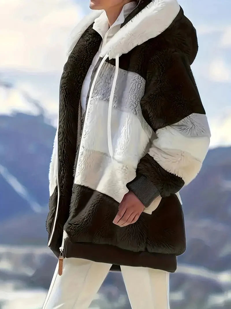 Drawstring Hooded Fleece Jacket