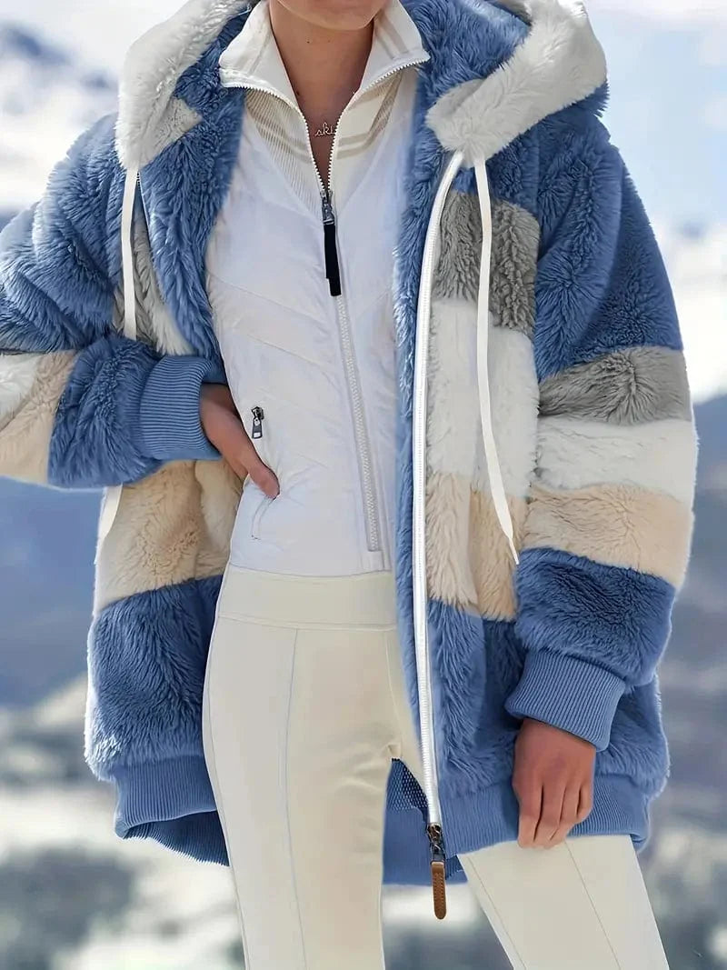 Drawstring Hooded Fleece Jacket