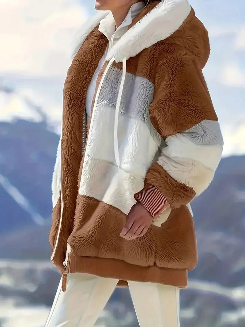 Drawstring Hooded Fleece Jacket