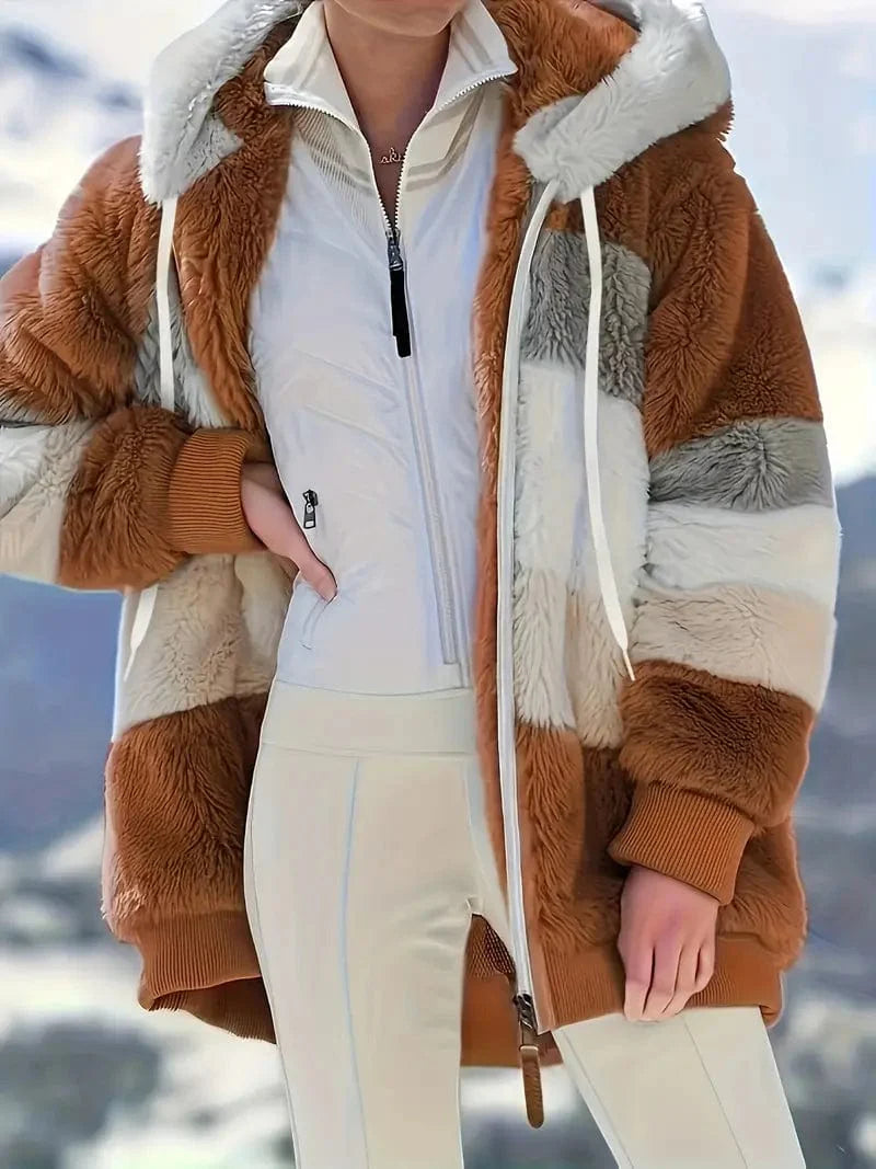 Drawstring Hooded Fleece Jacket