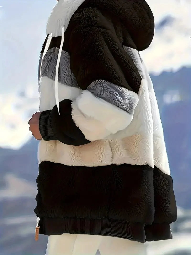 Drawstring Hooded Fleece Jacket