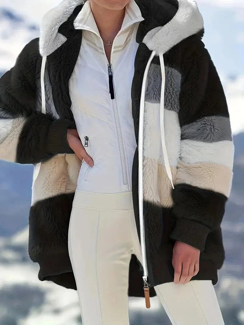 Drawstring Hooded Fleece Jacket