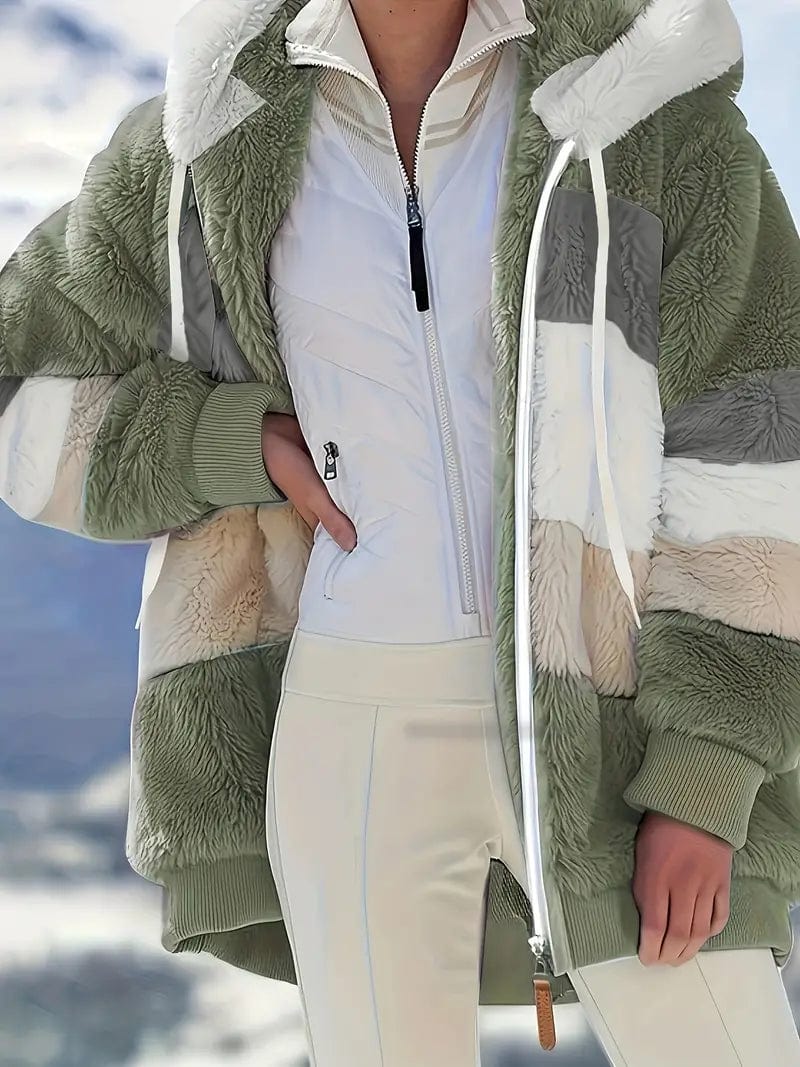 Drawstring Hooded Fleece Jacket