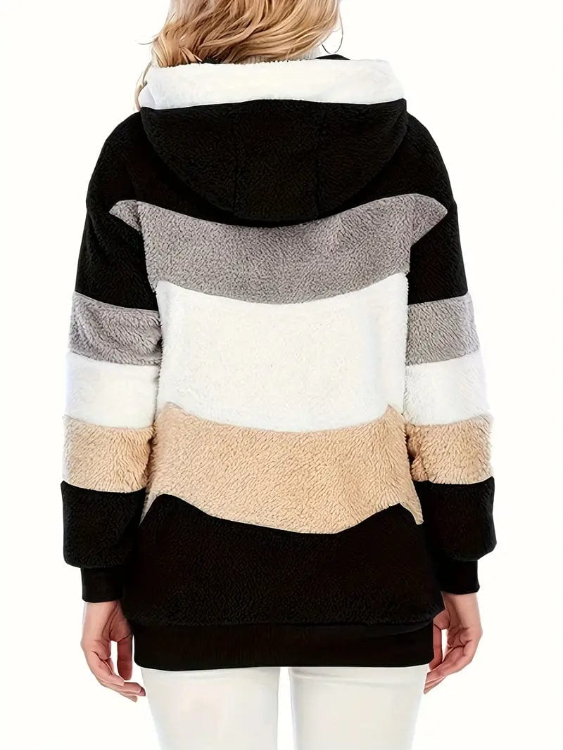 Drawstring Hooded Fleece Jacket