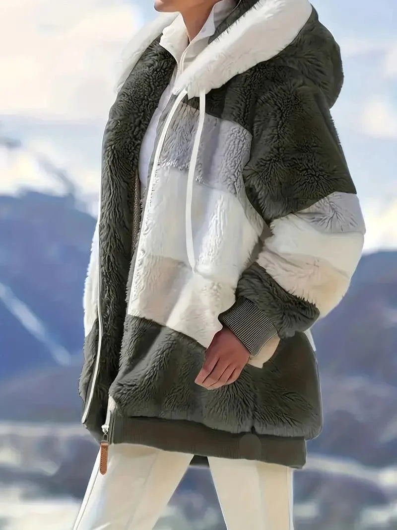 Drawstring Hooded Fleece Jacket