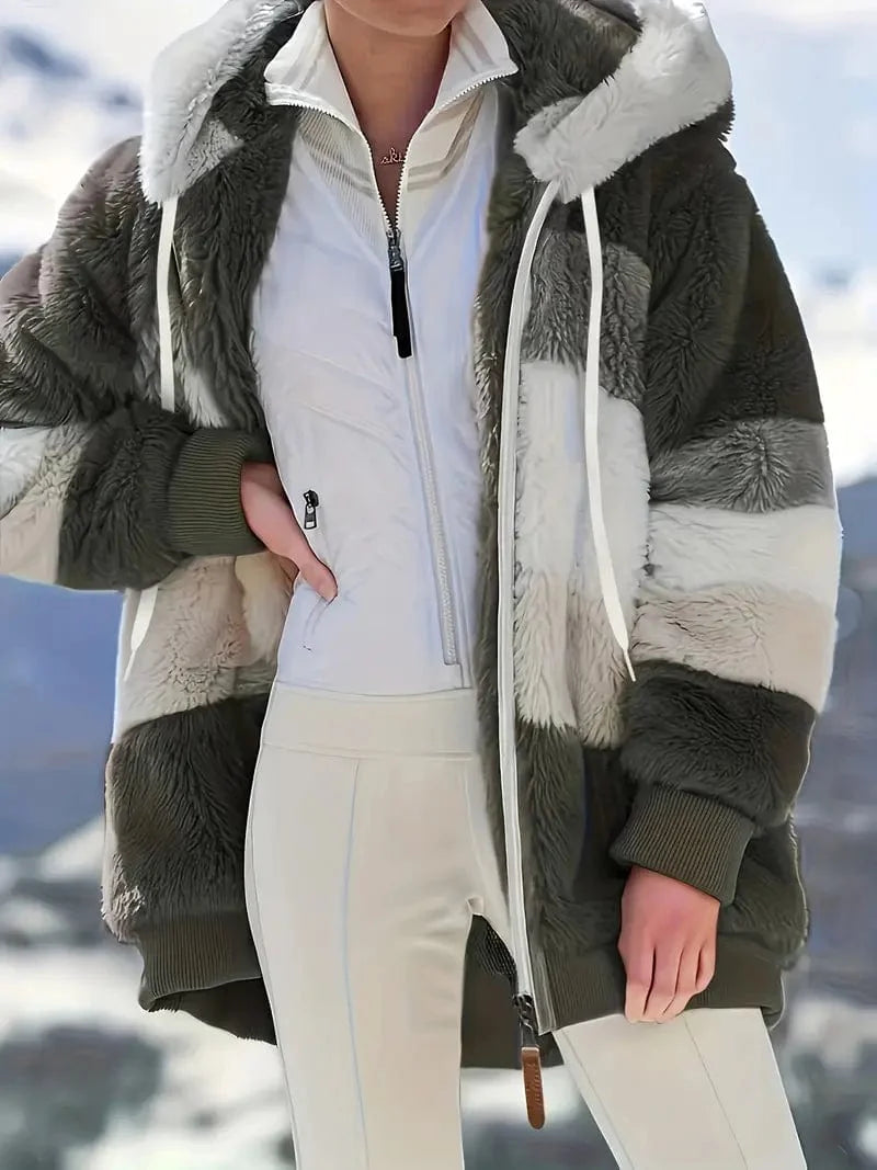 Drawstring Hooded Fleece Jacket