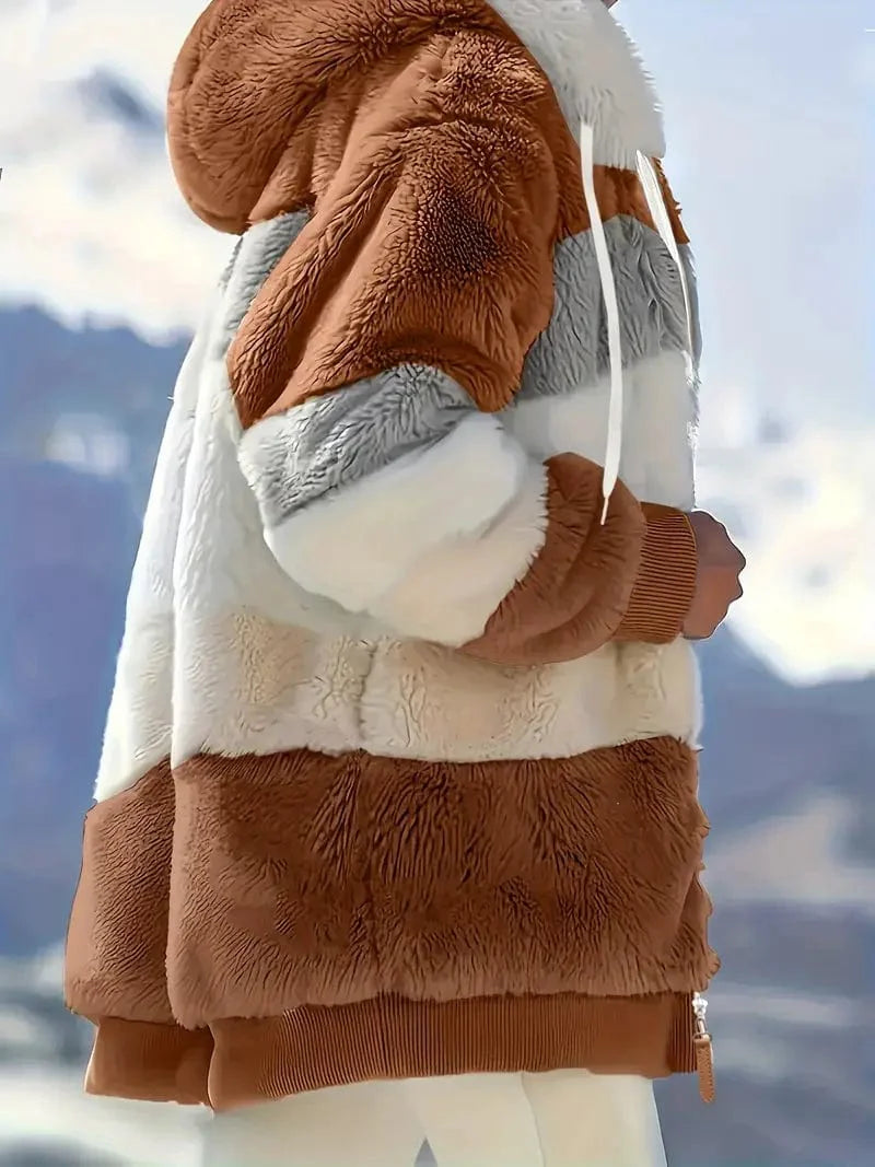 Drawstring Hooded Fleece Jacket
