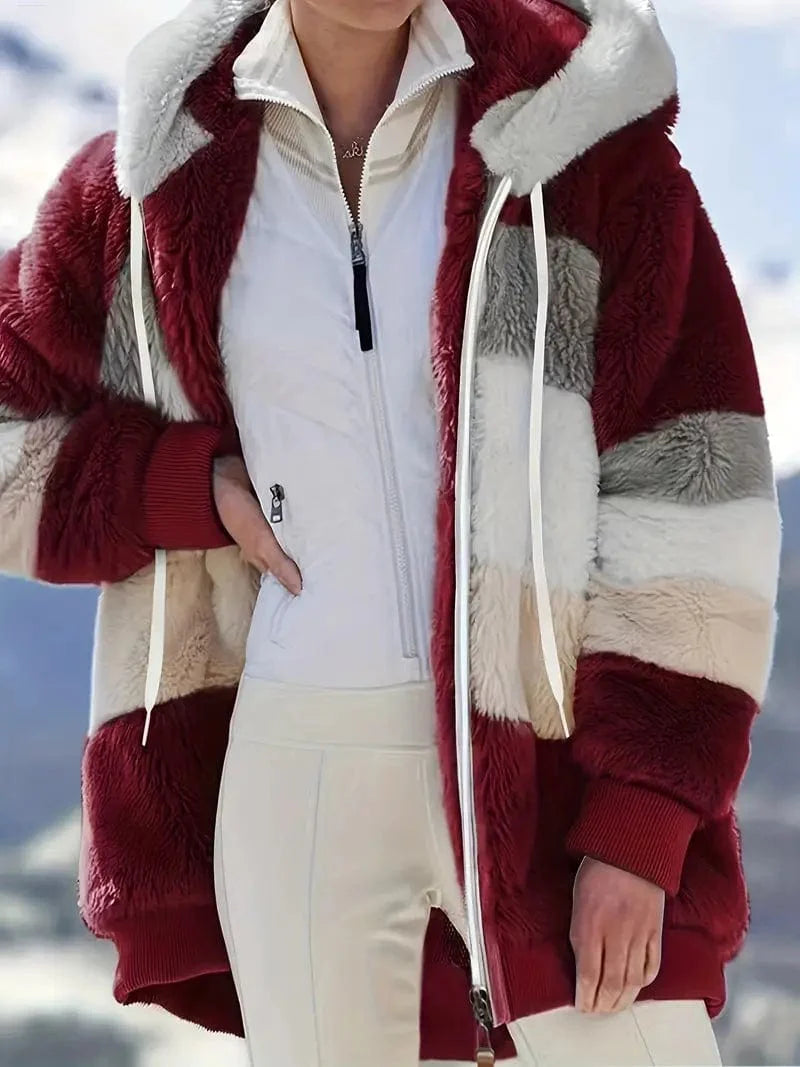 Drawstring Hooded Fleece Jacket