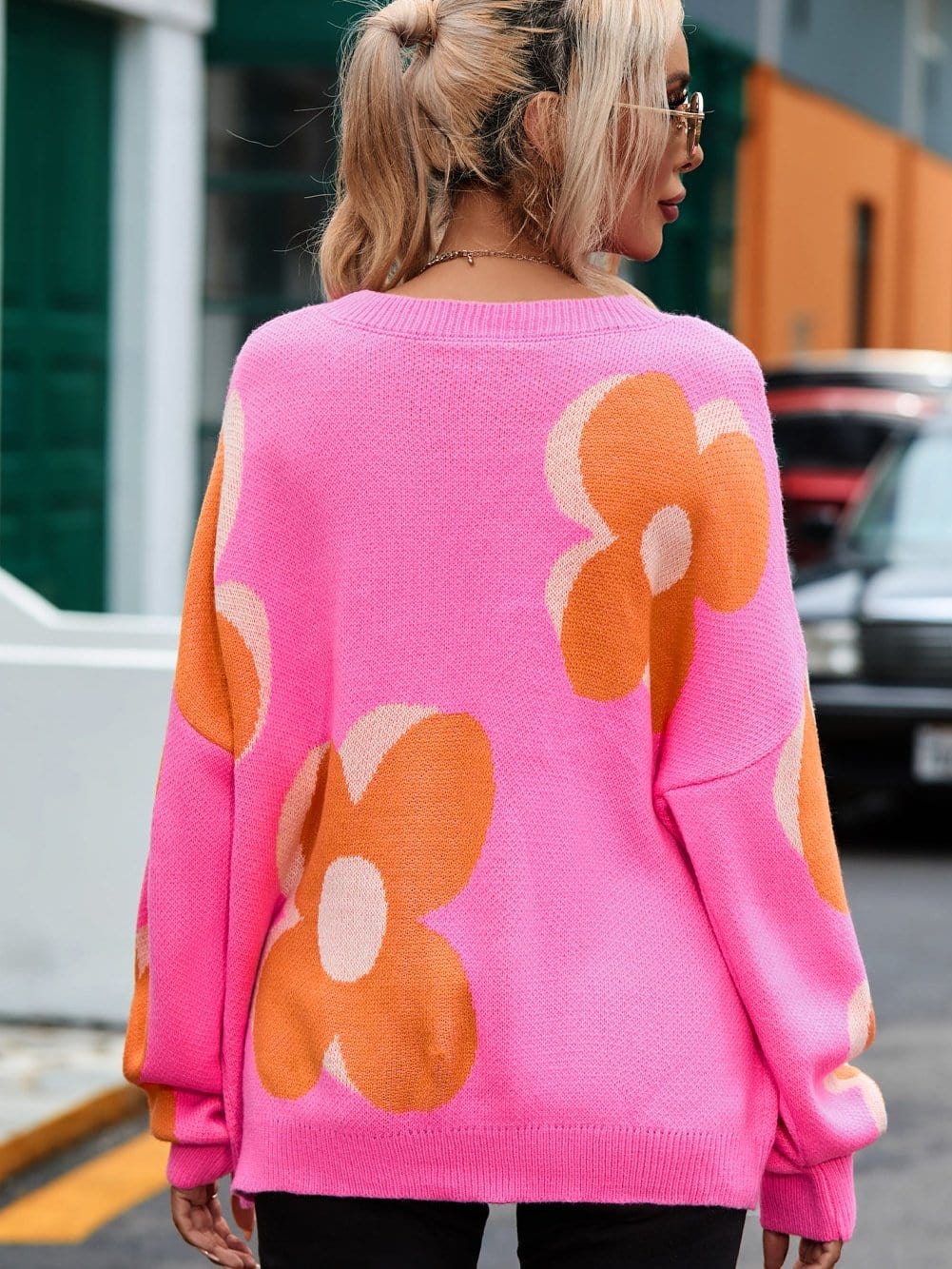 Pretty Floral Knit Sweater