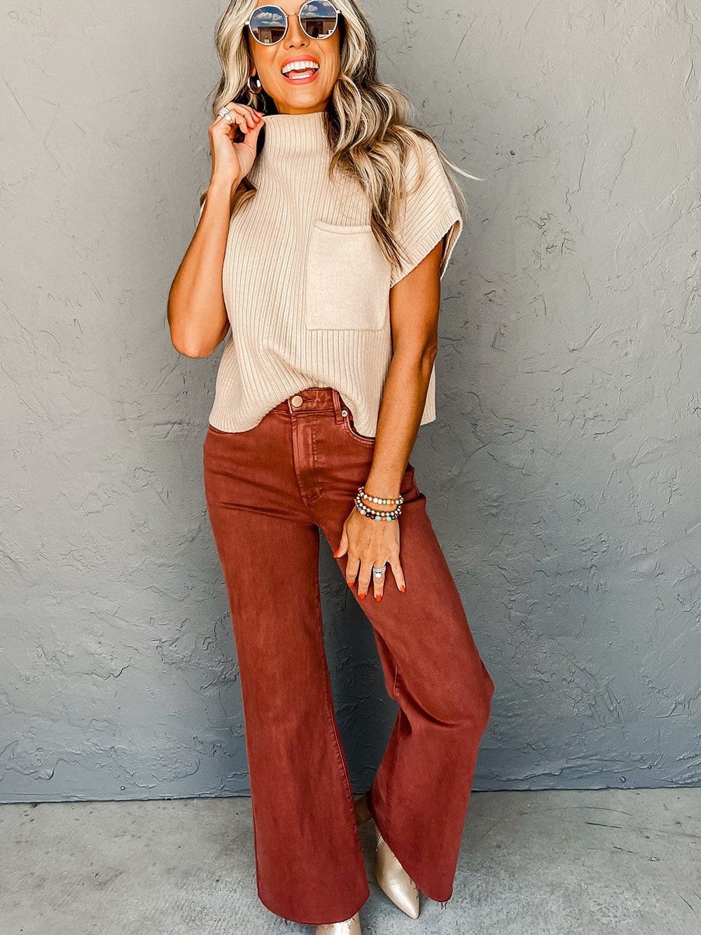 Knit Top with Short Sleeves