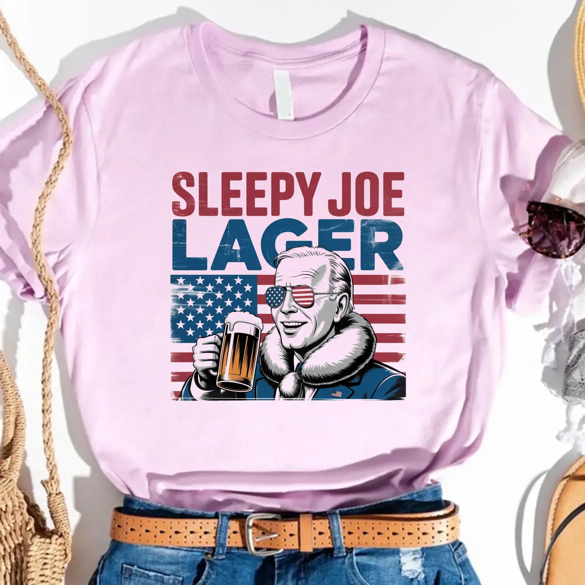 Sleepy Joe Lager 4th of July Shirt – Funny Biden Beer Tee for Independence Day