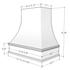 Campana extractora de madera blanca antigua con frente curvo y borde decorativo: anchos disponibles de 30", 36", 42", 48", 54" y 60"