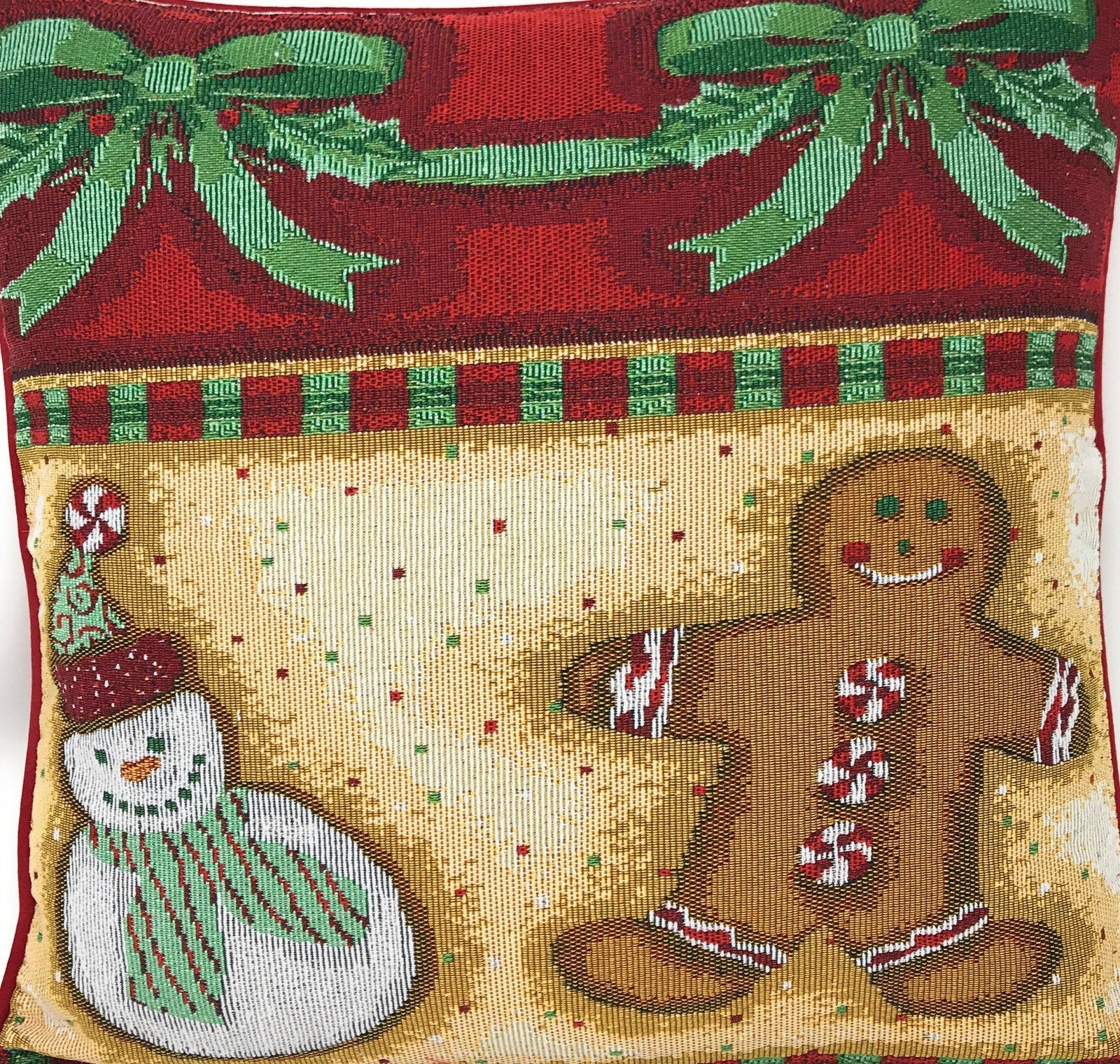 DaDa Bedding Gingerbread Snowman Woven Tapestry Throw Pillow Covers 16