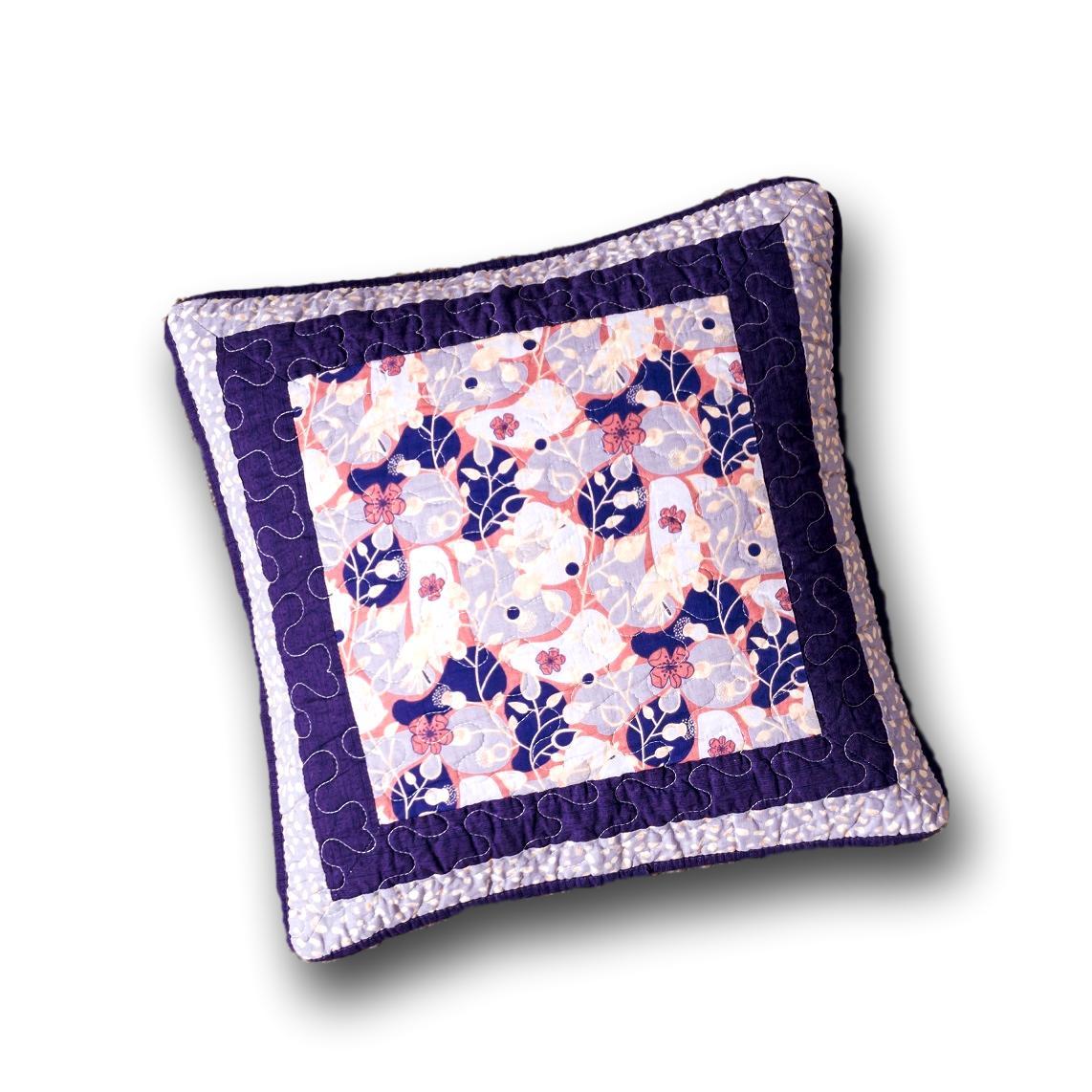 DaDa Bedding Set of 2-Pieces Peachy Blossoms Purple Floral Patchwork Throw Pillow Covers, 18