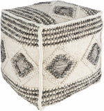 Puf cuadrado con diseño de rombos en color beige de Cowane