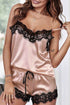 Women's 5-Piece Satin Pajama Set, Lace Trimmed