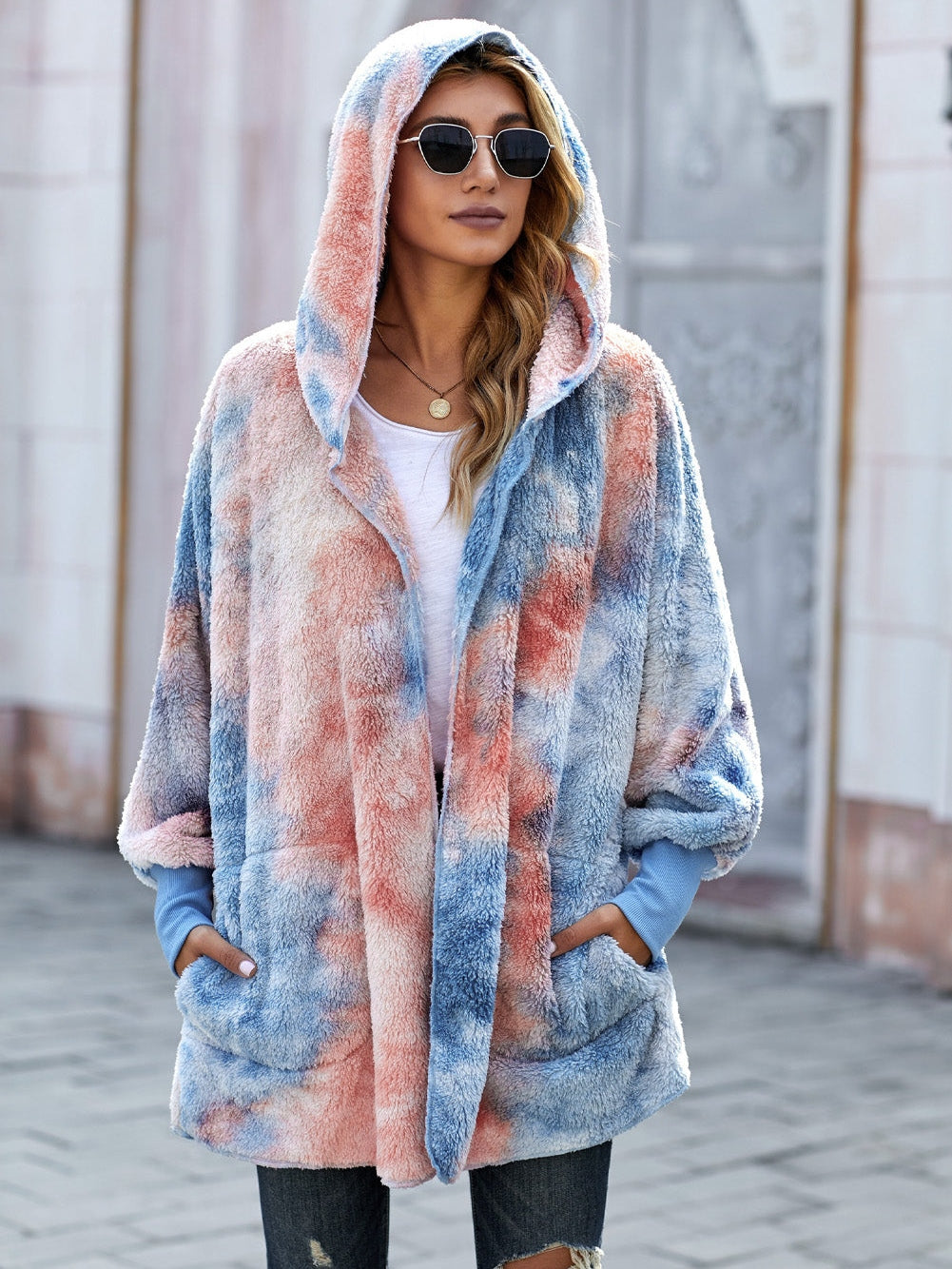 Drawstring Hooded Fleece Jacket