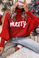 Red Merry Christmas Turtleneck Sweater