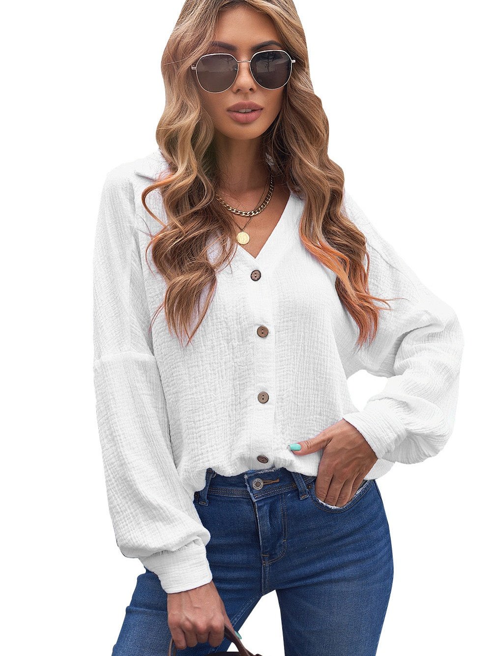 Relaxed Fit Long Sleeve Button-Up