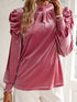 Velvet Blouse with Bow Tie Back