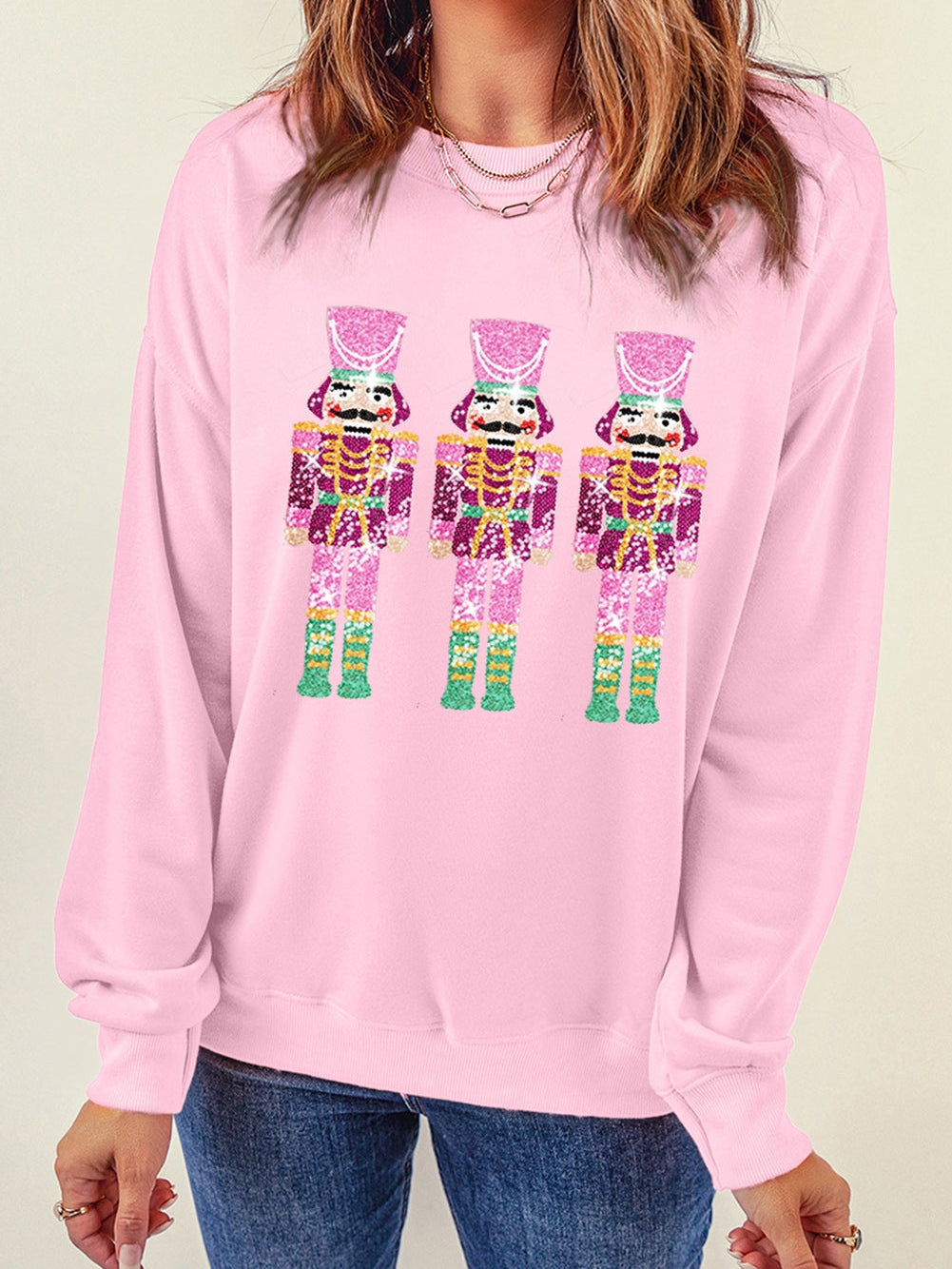 Sequin Nutcracker Christmas Pullover