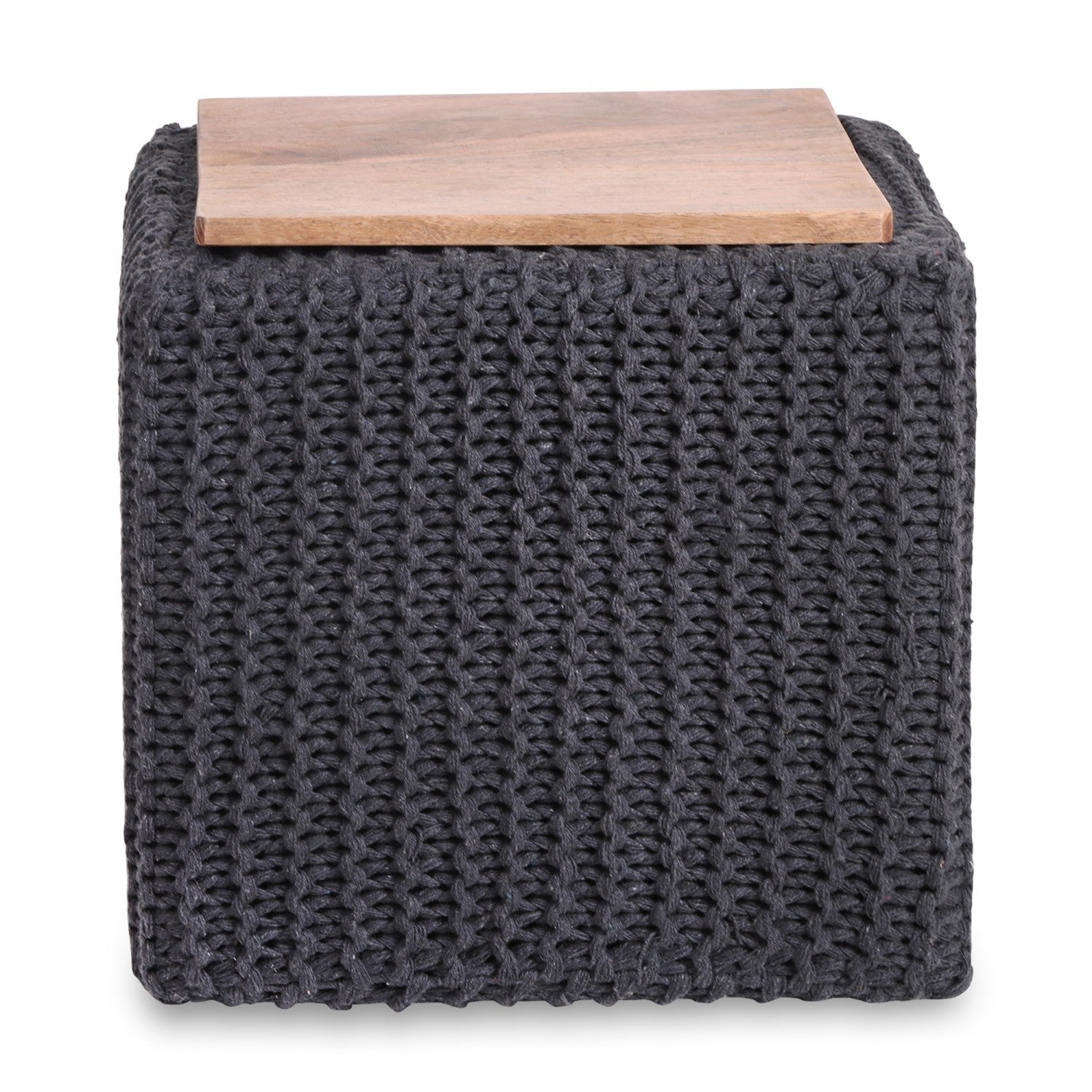 Amayah Pouf with Wooden Tray