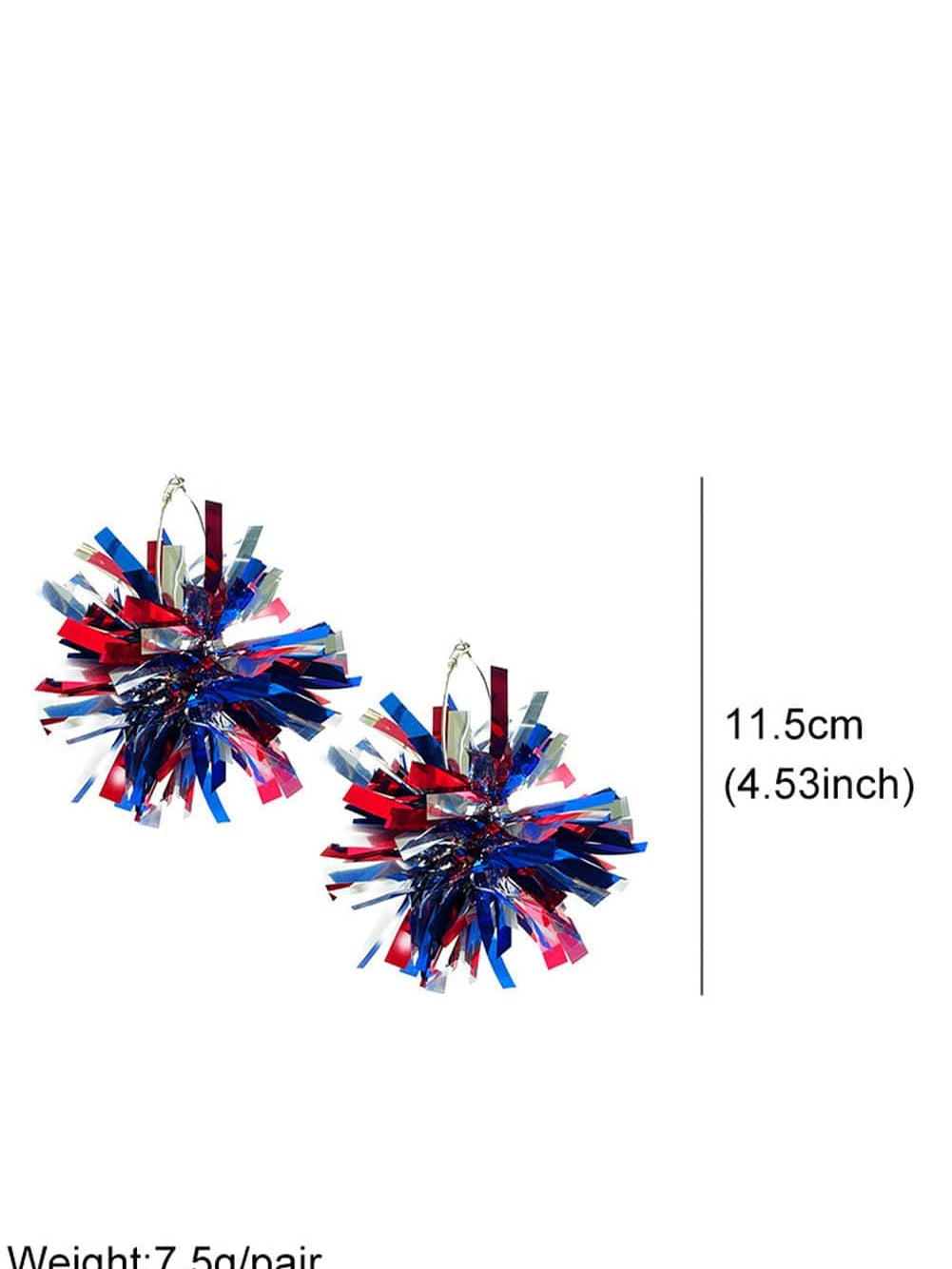 Patriotic Pom Pom Tinsel Hoop Earrings