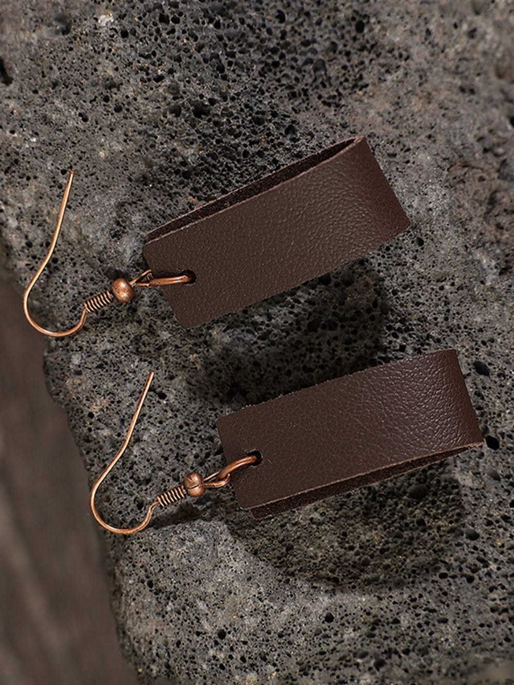 Chic Dark Brown PU Leather Circle Drop Earrings
