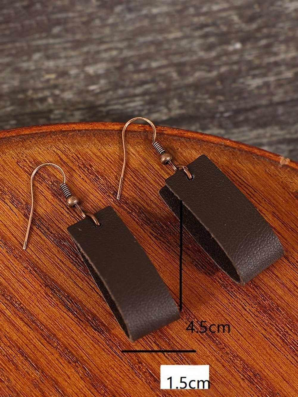 Chic Dark Brown PU Leather Circle Drop Earrings