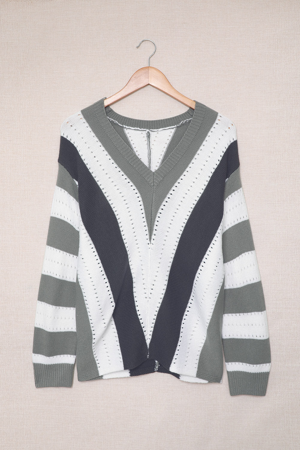Geometric Pattern V-Neck Top