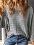 Striped Knit Top with Balloon Sleeves