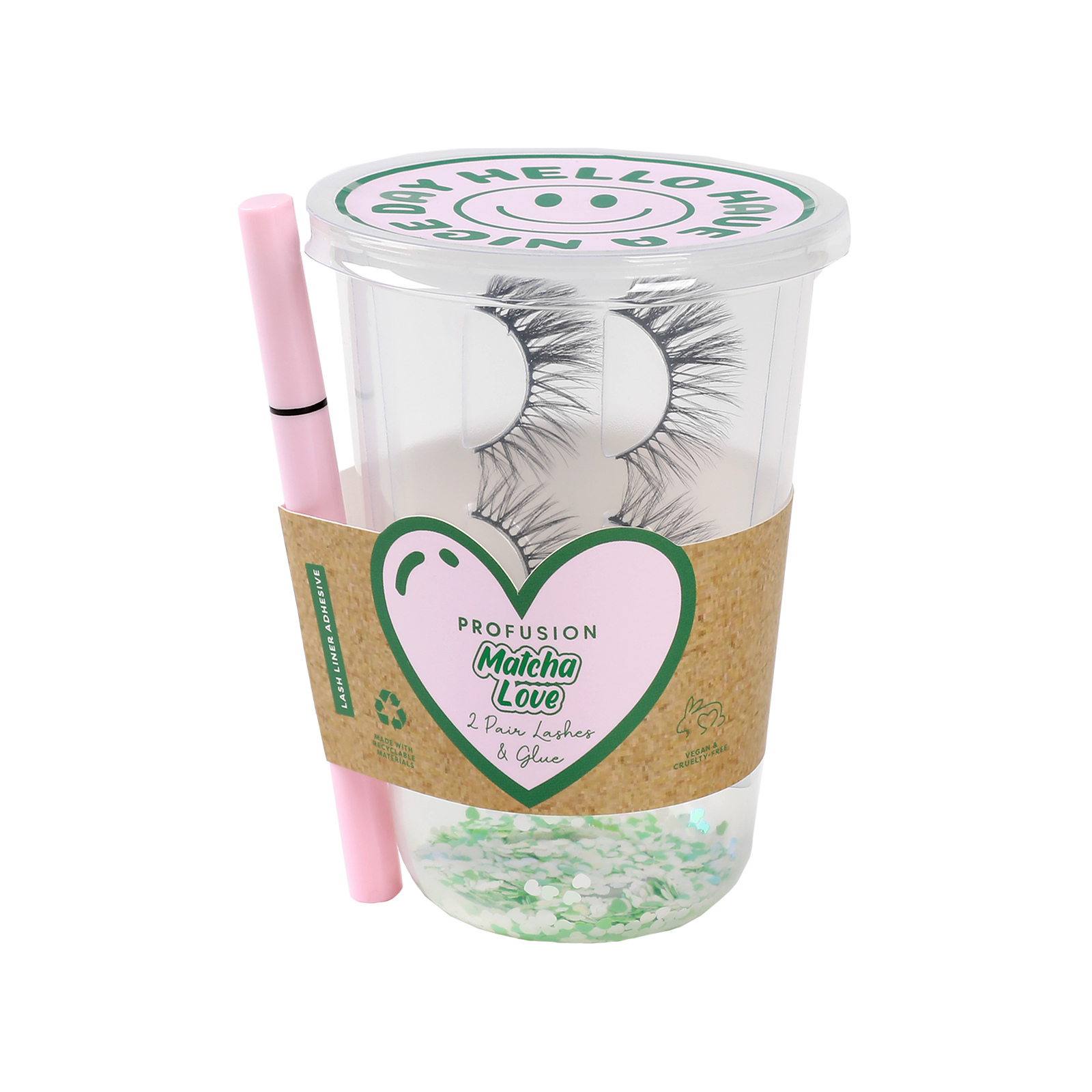 Pestañas postizas Matcha Love (2 pares) y pegamento 