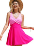 Pink Two-Tone Flared One-Piece Swimsuit