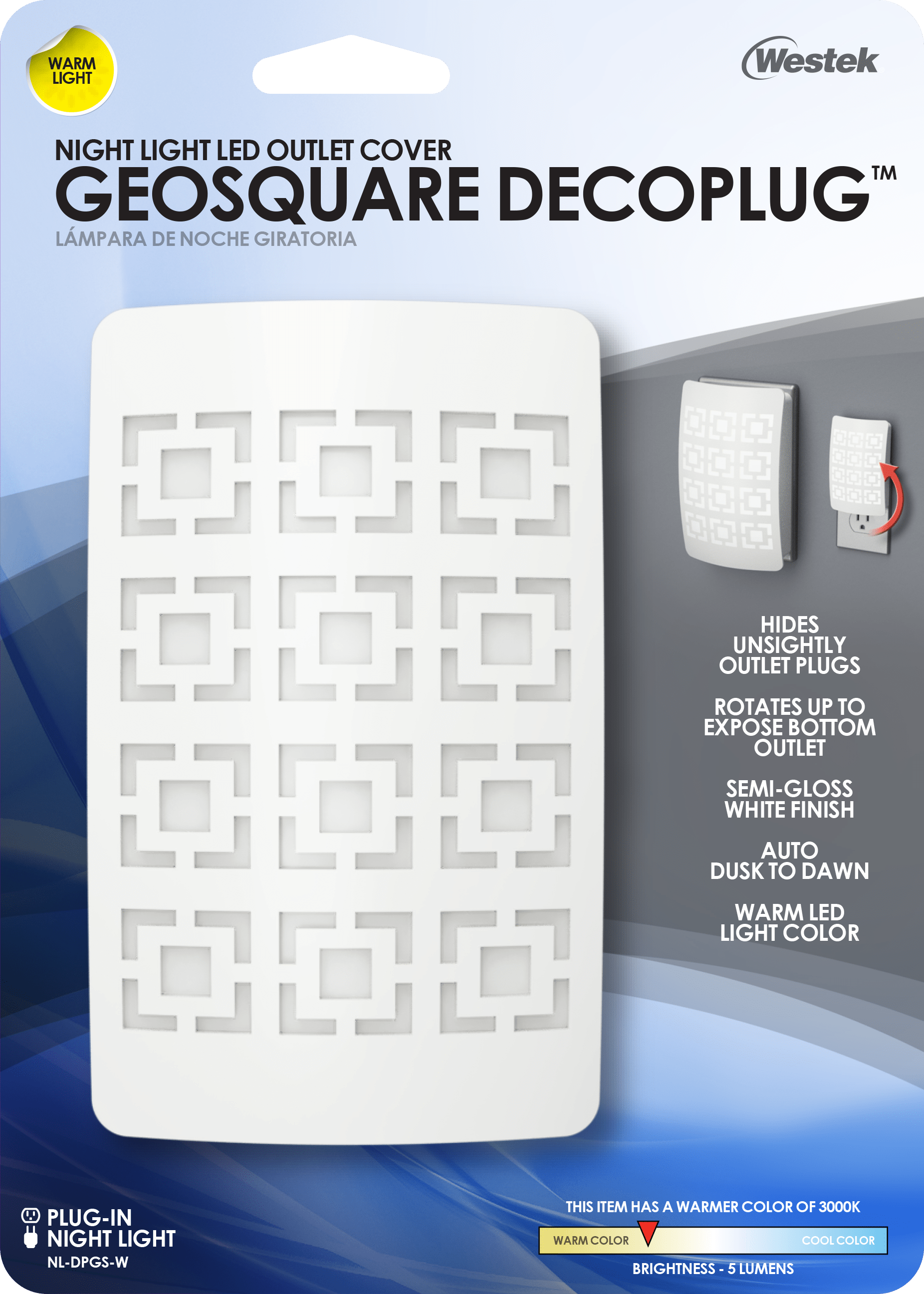 DecoPlug LED GeoSquare White Night Light