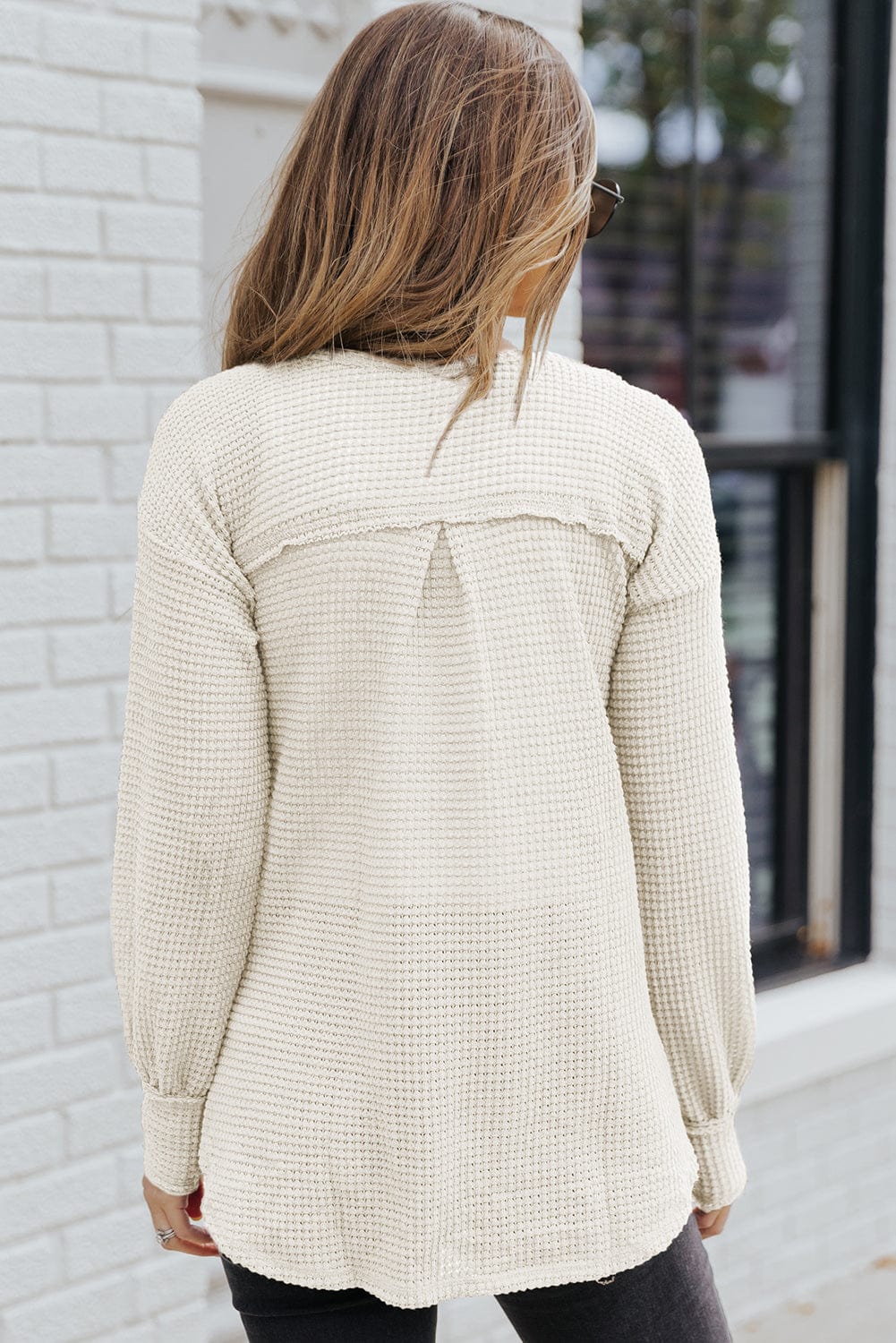 Deep V-Neck Long Sleeve Knitted Sweater
