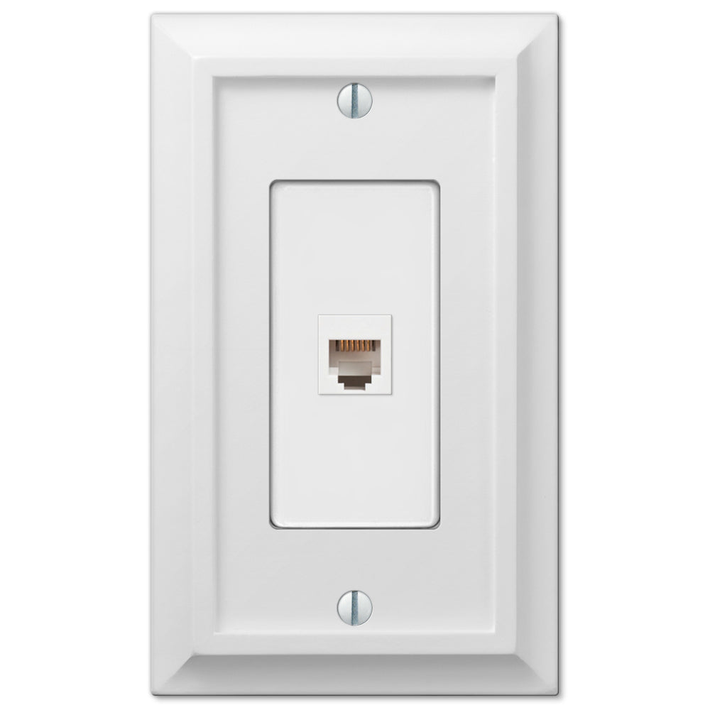 Placa de pared con toma de teléfono Deerfield White Wood - 1