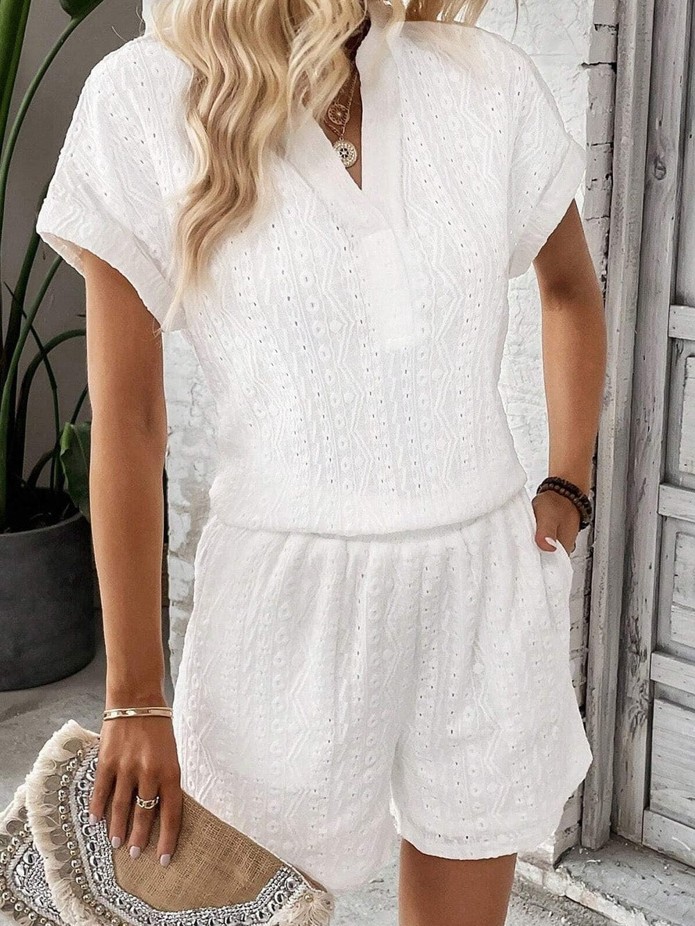 White Eyelet Playsuit