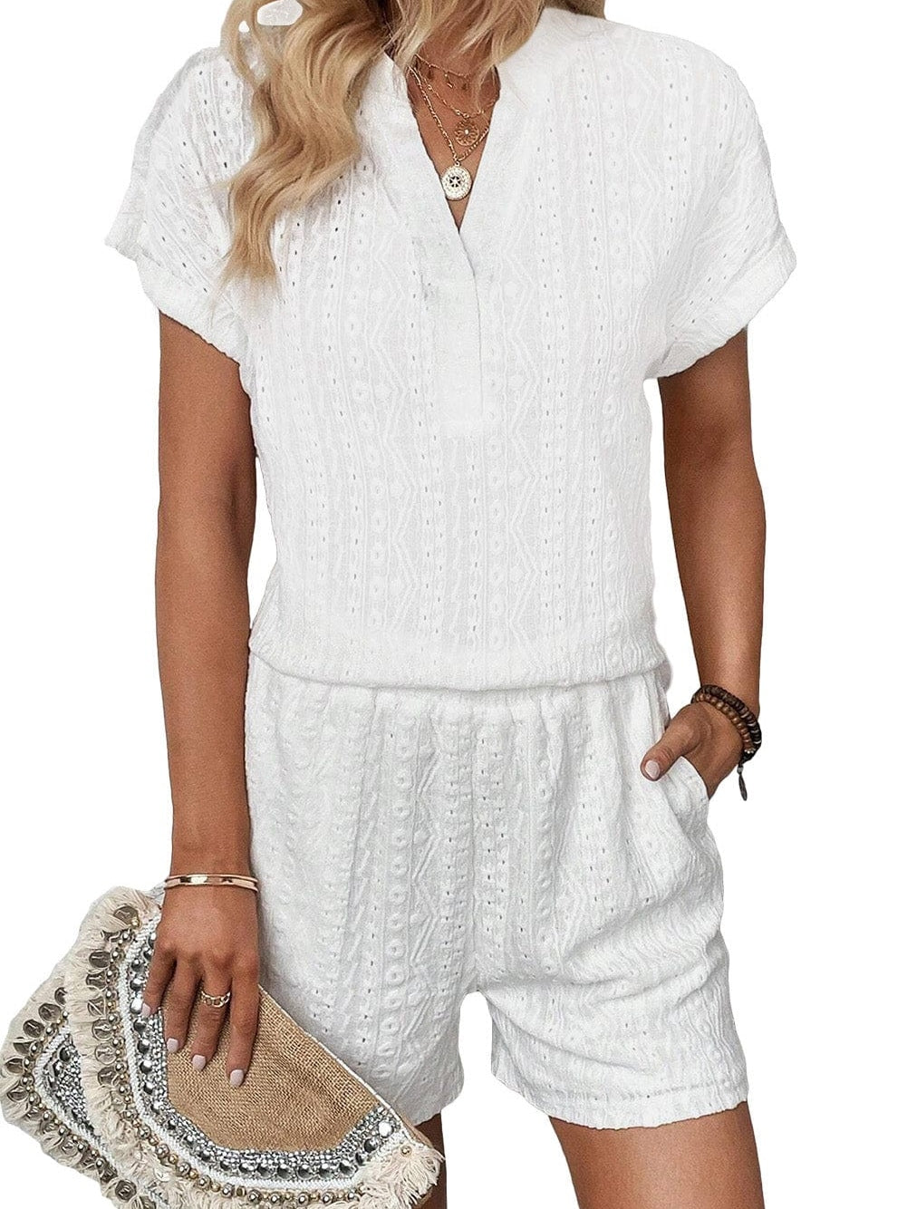 White Eyelet Playsuit