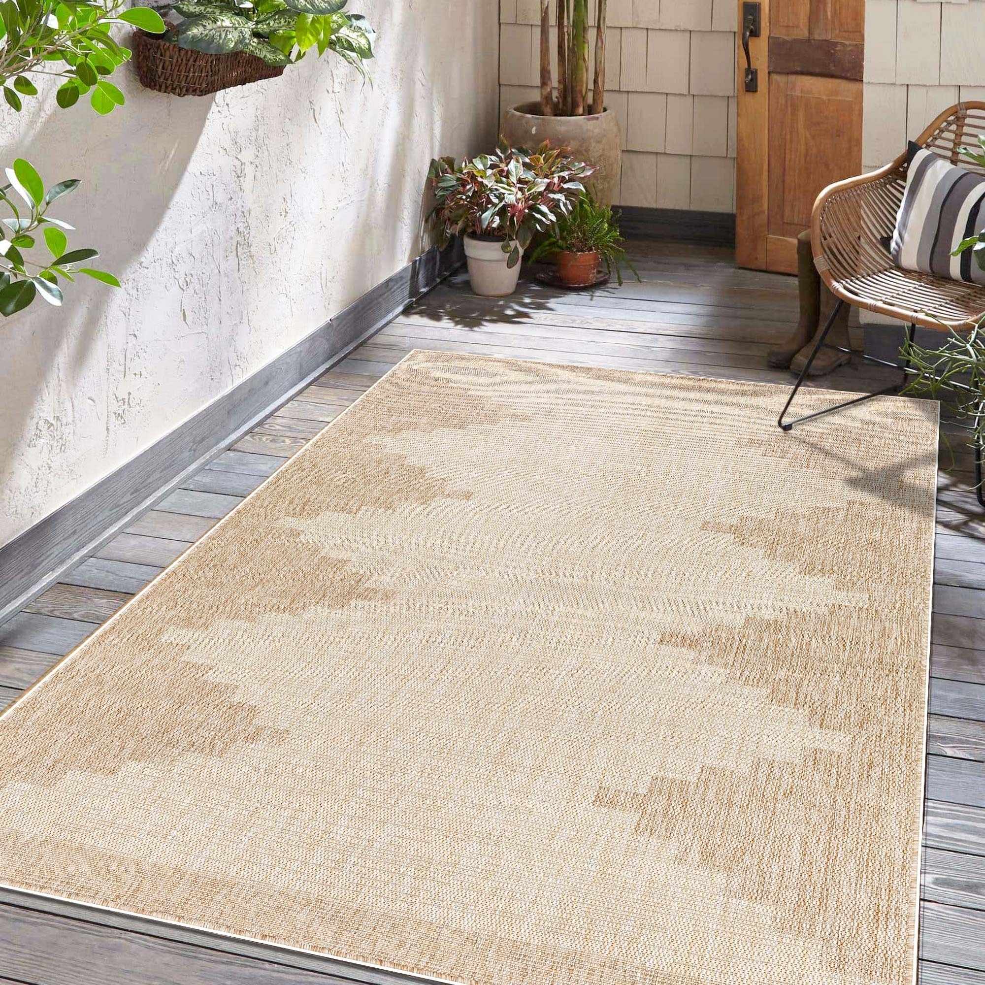 Alfombra beige para interior y exterior Djugun